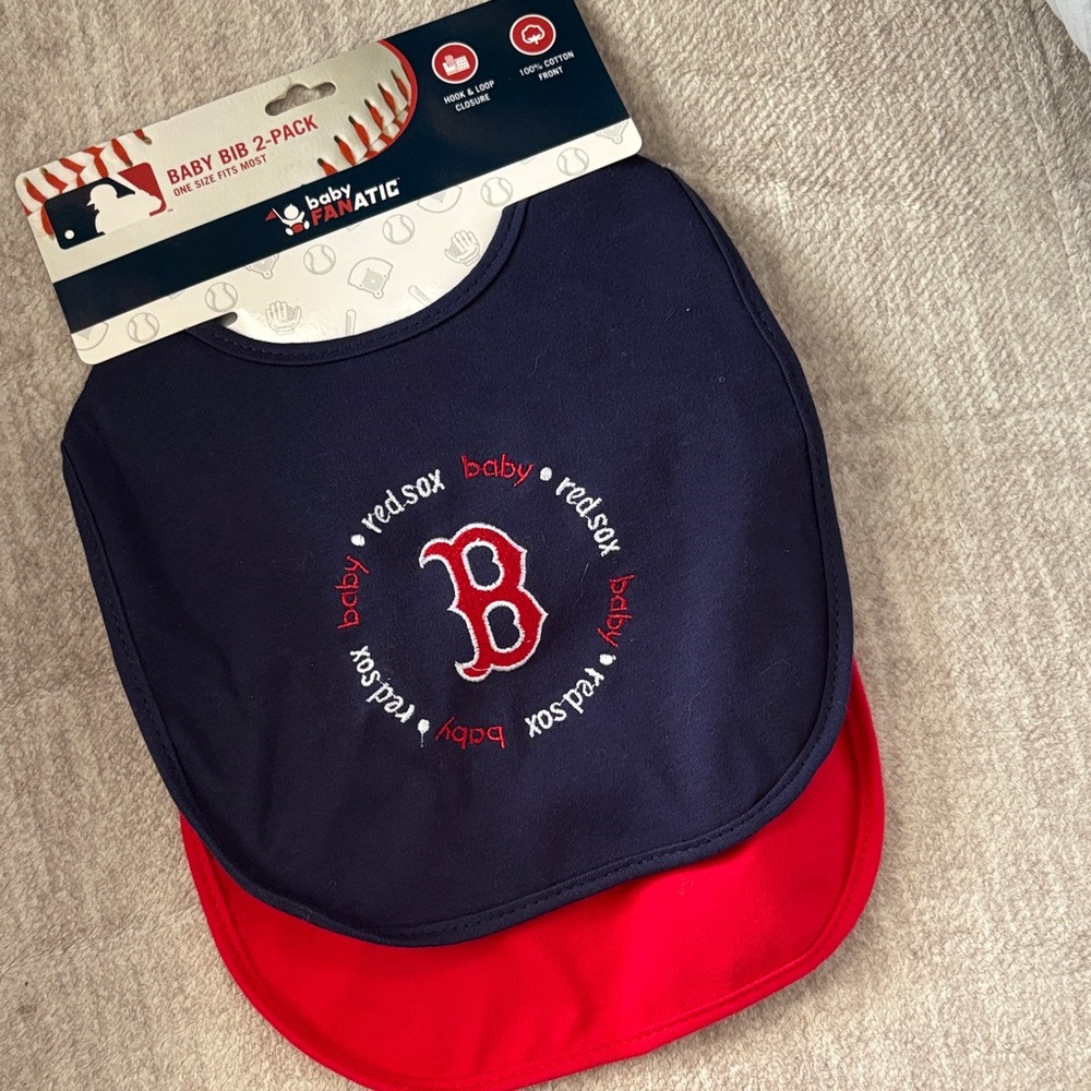 Baby Fanatic Red and Navy Bib Set